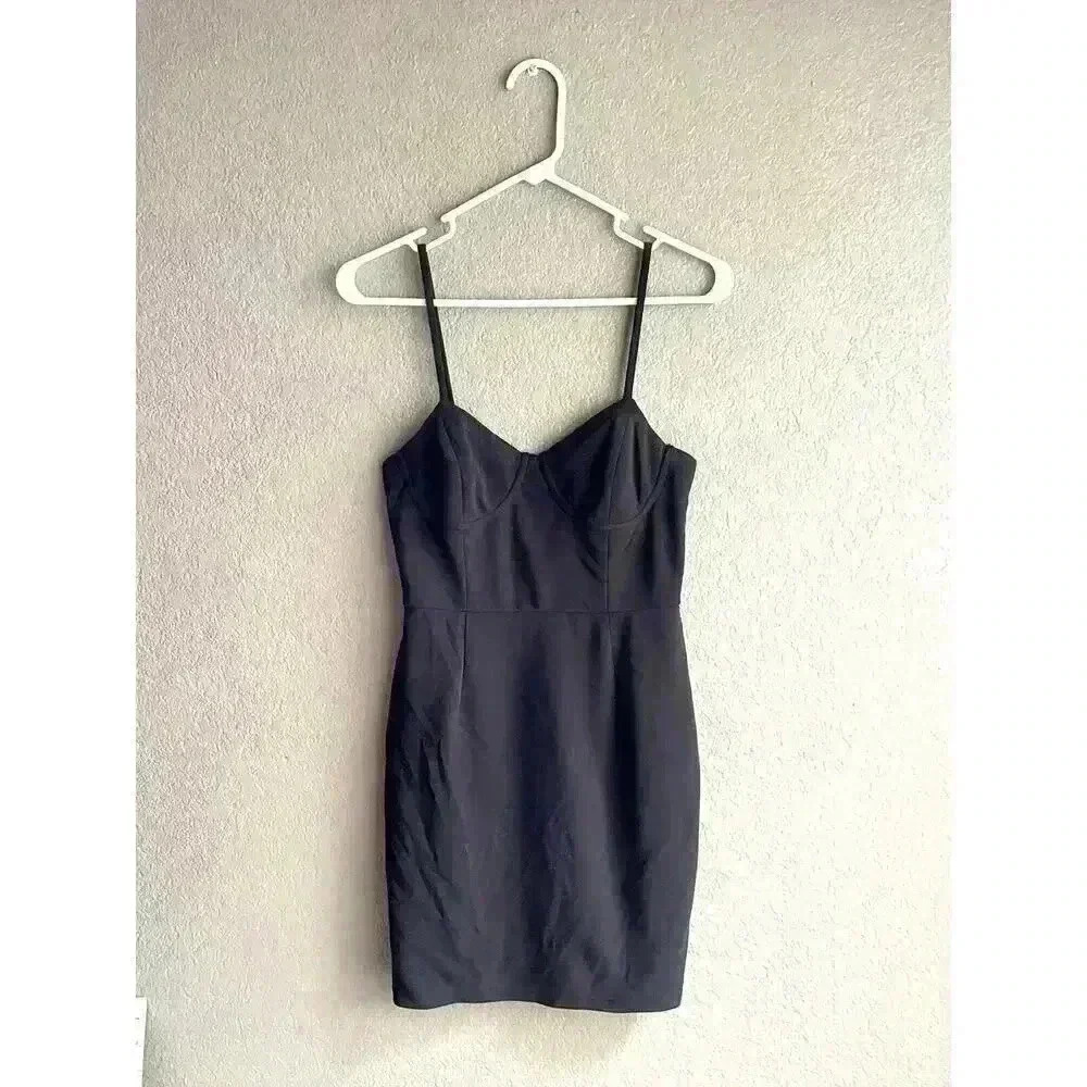 Rue 21 Y2K Black Spaghetti Strap Bodycon Mini Dress‎ Size Large capsule
